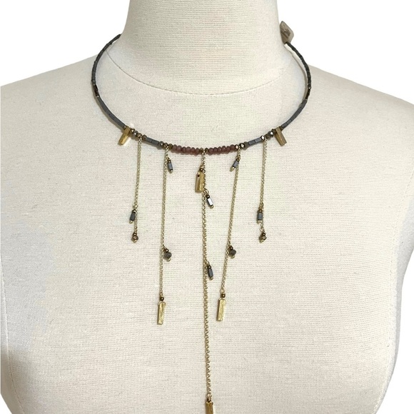 NAKAMOL Handcrafted Choker Necklace Beaded Crystals & Stones Adjustable - Picture 2 of 12